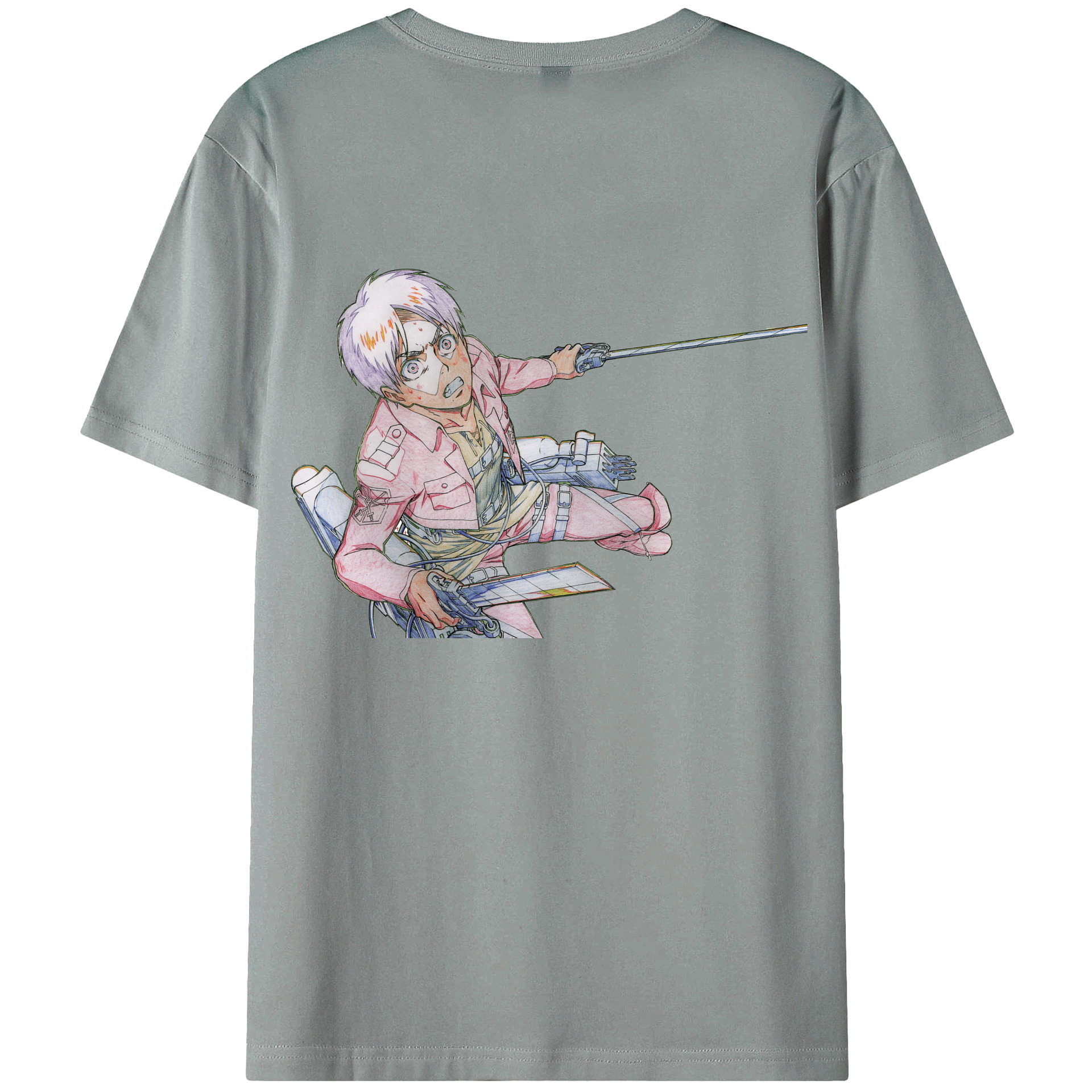 （画像用） 進撃の巨人 エレン･イェーガー Attack on Titan Eren Jäger 綿100％ メンズ半袖Tシャツ（バックプリント） 通気性